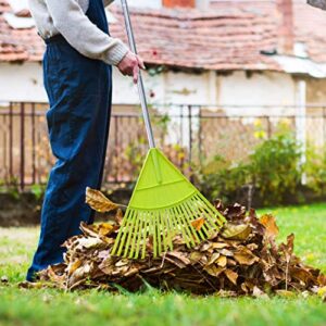 Colwelt Plastic Leaf Rake, Garden Poly Shrub Rake with 56’’ Lightweight Stainless Steel Handle, Include 22Tines Plastic Head & Garden Gloves, Garden Rake Leaf to Collect Loose Debris