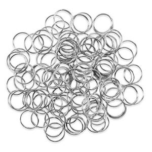 100 piece mini stainless steel split rings connectors for arts & crafts, chandelier, necklaces, homemade jewelry making, diy keychains, crystal garlands, and curtain suncatchers (12mm)