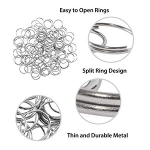 100 Piece Mini Stainless Steel Split Rings Connectors for Arts & Crafts, Chandelier, Necklaces, Homemade Jewelry Making, DIY Keychains, Crystal Garlands, and Curtain Suncatchers (12mm)