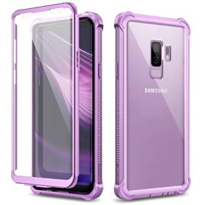 dexnor galaxy s9+ plus case with screen protector clear military grade rugged 360 full body protective shockproof hard back cover defender heavy duty bumper case for samsung galaxy s9 plus - purple