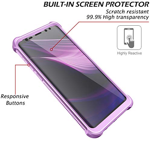 Dexnor Galaxy S9+ Plus Case with Screen Protector Clear Military Grade Rugged 360 Full Body Protective Shockproof Hard Back Cover Defender Heavy Duty Bumper Case for Samsung Galaxy S9 Plus - Purple