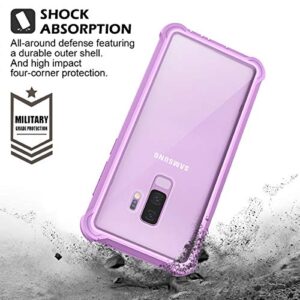 Dexnor Galaxy S9+ Plus Case with Screen Protector Clear Military Grade Rugged 360 Full Body Protective Shockproof Hard Back Cover Defender Heavy Duty Bumper Case for Samsung Galaxy S9 Plus - Purple