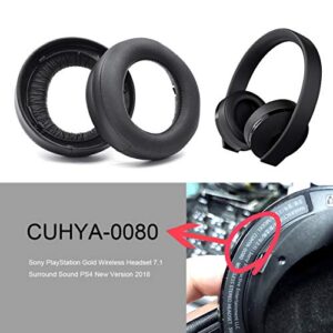 Defean Replacement Ear Pads Cushion Cover PU Leather and Soft Foam Earpads Compatible with Sony Gold Wireless Headset - CUHYA-0080 Headphone (Black)