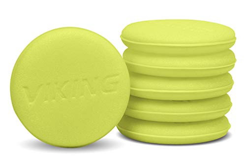 VIKING Foam Wax Applicator Pads and Cleaning Pads, Soft Car Detailing Sponges, Yellow, 4.25 in. Diameter, 6 Pack