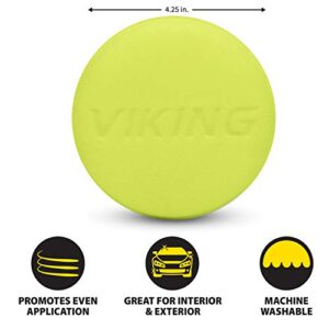 VIKING Foam Wax Applicator Pads and Cleaning Pads, Soft Car Detailing Sponges, Yellow, 4.25 in. Diameter, 6 Pack