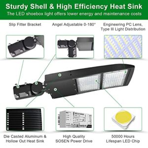 OSTEK 480V 300W LED Parking Lot Lights 42000LM LED Shoebox Street Fixture for LED Area Pole Lighting IP65 Outdoor Commercial Area Road Lighting 5000K 200-480V DLC UL