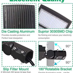 OSTEK 480V 300W LED Parking Lot Lights 42000LM LED Shoebox Street Fixture for LED Area Pole Lighting IP65 Outdoor Commercial Area Road Lighting 5000K 200-480V DLC UL