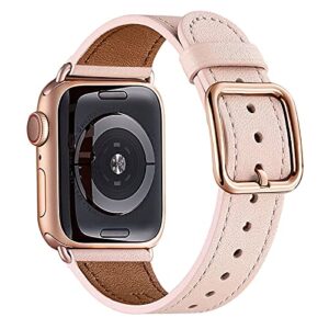mnbvcxz compatible with apple watch band 38mm 40mm 41mm 42mm 44mm 45mm 49mm women men girls boys genuine leather replacement strap for iwatch series 8 7 6 5 4 3 2 1 iwatch ultra se (pink sand/rose gold)