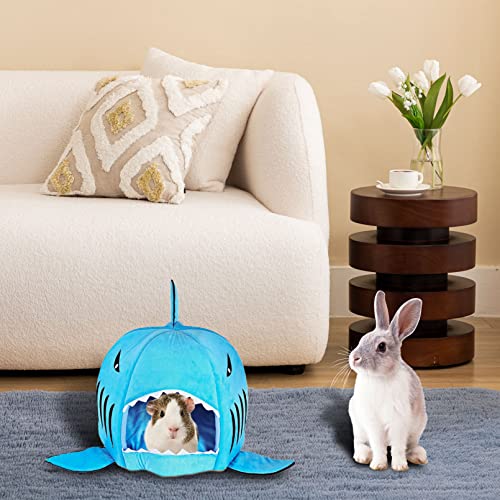 Hamiledyi Guinea Pig Bed,Large Guinea Pig Hideout Washable Winter Warm Sleeping House Shark Nest for Dwarf Rabbit Bunny Chinchilla Guinea Pig Ferret Rat