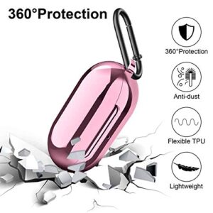 Aiiko Case for Galaxy Buds/Galaxy Buds+Plus 2020,Plated TPU Shockproof Protective Case Cover with Keychain and Carrying Box Accessories Compatible Samsung Galaxy Buds(Support Wireless Charging) (Pink)