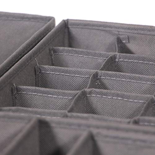 DIOMMELL 21 Pack Foldable Cloth Storage Box Closet Dresser Drawer Organizer Fabric Baskets Bins Containers Divider for Baby Clothes Underwear Bras Socks Lingerie Clothing,M Grey 11-4249