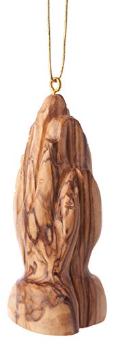 Earthwood Olive Wood Praying Hands Ornament, Brown