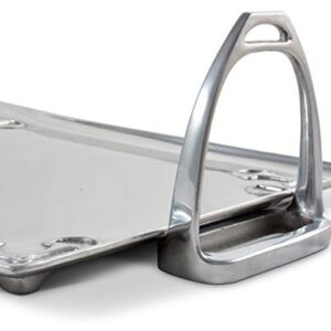 Arthur Court Horse Stirrup Metal Serving Tray for Serving Food, Snacks, Desserts Stackable Platter to Form Tier Cheese Stand - Silver Equestrian Style 12 inch x 17.5 inch