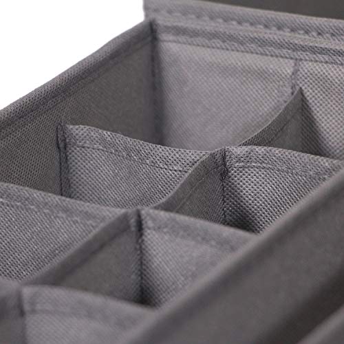 DIOMMELL 12 Pack Foldable Cloth Storage Box Closet Dresser Drawer Organizer Fabric Baskets Bins Containers Divider for Baby Clothes Underwear Bras Socks Lingerie Clothing,M Grey 11-2224