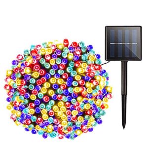 solar christmas string lights outdoor - 72ft 200 led 8 modes outdoor fairy string lights, waterproof solar powered lights for garden, patio, fence, holiday, party, balcony decorations (multicolor)