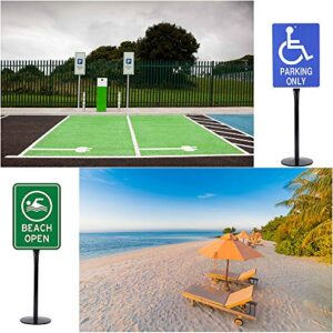 kdgarden Heavy Duty Cast Iron Sign Post and Base Kit - 12" DIA Stand with 48" Post and Bolts & Nuts for Hanging Signs, Portable Sign Holder for Parking and Recreational Use