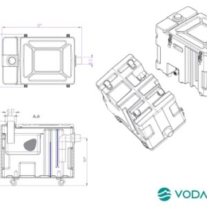 Vodaland - Industrial Grease Trap Intercepter - HDPE with roll Away Wheels, Sediment Trap, and Quick Release Valve.