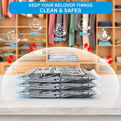 Vacuum Storage Bags 8 pack(4Jumbo, 4Large), Premium Space Saver bags for Clothes Duvets Blankets Pillows Comforters, travel storage. (8pack) (8 pack)
