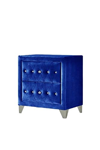 Acme Furniture Dante Nightstand, 30 x 19 x 28, Blue Velvet