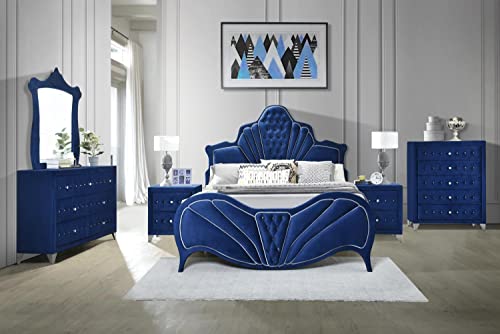 Acme Furniture Dante Nightstand, 30 x 19 x 28, Blue Velvet