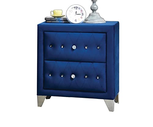 Acme Furniture Dante Nightstand, 30 x 19 x 28, Blue Velvet