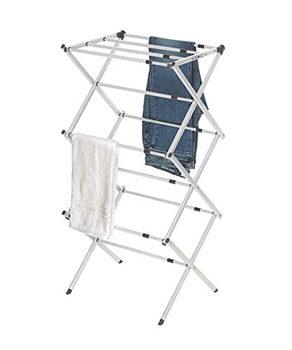 BLACK + DECKER 3 Tier Expandable Collapsing Foldable Laundry Rack for Air Drying Clothing, Space Saving Heavy Duty Lightweight Metal Drying Rack(Gray)