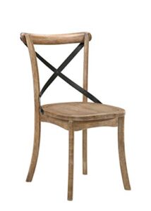 acme furniture set of 2 side chairs with x-shape back, rustic oak