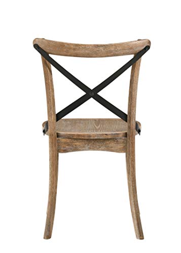 Acme Furniture Set of 2 Side Chairs with X-Shape Back, Rustic Oak