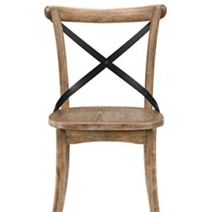 Acme Furniture Set of 2 Side Chairs with X-Shape Back, Rustic Oak