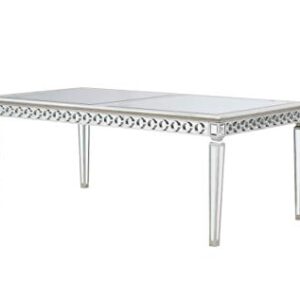 Acme Furniture Varian Dining Table, Mirrored & Antique Platinum