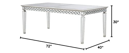 Acme Furniture Varian Dining Table, Mirrored & Antique Platinum