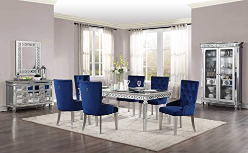 Acme Furniture Varian Dining Table, Mirrored & Antique Platinum