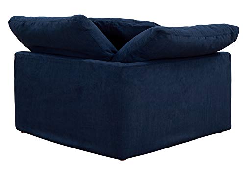 Sunset Trading Contemporary Puff Collection 3 PC 132" Wide Slipcovered Modular Sofa | Stain Proof Water Resistant Washable Performance Fabric | Navy Blue Sectional, Configurable