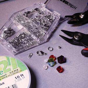 The Beadsmith Basic Elements Findings Assortments for Jewelry Making and Repair, Includes Lobster Clasps, Spring Rings, Jump Rings, End Tags, and Crimp Beads, Silver Color