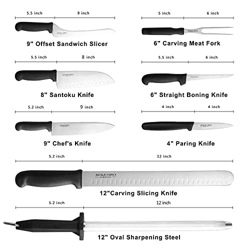 Professional 9 Piece Roll Knife Set, BBQ Knife Set, Knife Roll, Japanese Style Premium Stainless Steel Chef Knife Set, Kitchen Knife Set in One Set with Carrying Bag (Kitchen Knives Set)