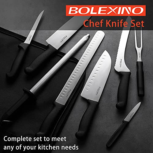 Professional 9 Piece Roll Knife Set, BBQ Knife Set, Knife Roll, Japanese Style Premium Stainless Steel Chef Knife Set, Kitchen Knife Set in One Set with Carrying Bag (Kitchen Knives Set)