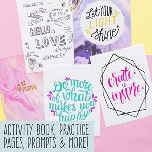 STMT DIY Make Your Mark Hand Lettering Set, Step-By-Step Beginner Modern Calligraphy Hardcover Workbook, Includes Practice Sheets, Stencils, Flexible Fine Tip & Brush Markers, DIY Calligraphy Kit