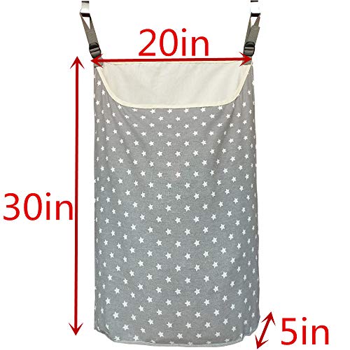 HDHYK Adjustable door hanging laundry basket-Hanging Laundry Hamper Bag with Free Door Hooks