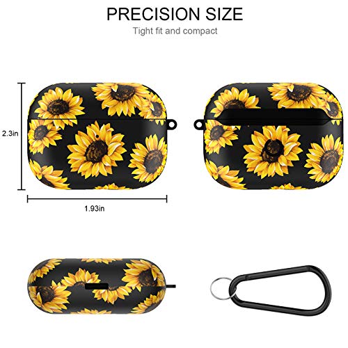 Airpods Pro Case,Silicone Cover Cases for Airpods 3rd with Sunflower Design for Girls Women,Shockproof Protective TPU Airpod Pro Case with Keychain Compatible with Wireless Charging