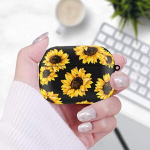 Airpods Pro Case,Silicone Cover Cases for Airpods 3rd with Sunflower Design for Girls Women,Shockproof Protective TPU Airpod Pro Case with Keychain Compatible with Wireless Charging