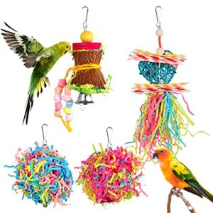 yuepet 4 pack bird shredder toys small parrot chewing toys parrot cage foraging hanging toy for small bird parakeets parrotlets lovebirds cockatiels