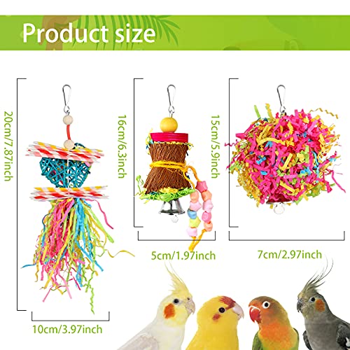 YUEPET 4 Pack Bird Shredder Toys Small Parrot Chewing Toys Parrot Cage Foraging Hanging Toy for Small Bird Parakeets Parrotlets Lovebirds Cockatiels