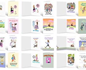 Stonehouse Collection 16 Assorted Funny Birthday Cards w/ Envelopes, Full Color Front & Inside Birthday Cards, Friendly Humor Greeting Cards, Boxed Matte Interior Card Stock Set, US-made, 4.5" x 6.25"