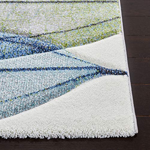 SAFAVIEH Hollywood Collection 9' x 12' Ivory/Blue HLW703A Mid-Century Modern Non-Shedding Living Room Bedroom Dining Home Office Area Rug