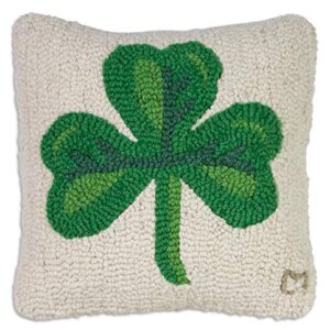 Chandler 4 Corners Artist-Designed Shamrock Hand-Hooked Wool Decorative Throw Pillow (14” x 14”)