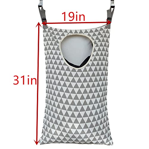 HDHYK Adjustable door hanging laundry basket-Hanging Laundry Hamper Bag with Free Door Hooks