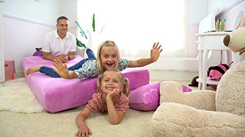 Perfect Cloud Made in The USA Kids Plush 7-inch Memory Foam Twin Mattress, Shredded Foam Pillow, and Teddy Bear for Day/Trundle/Bunk Bed - (Pink)