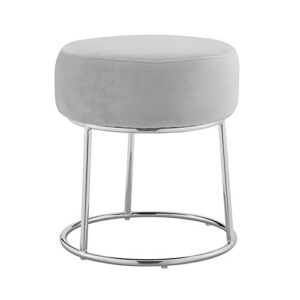 linon carly metal accent vanity stool in gray