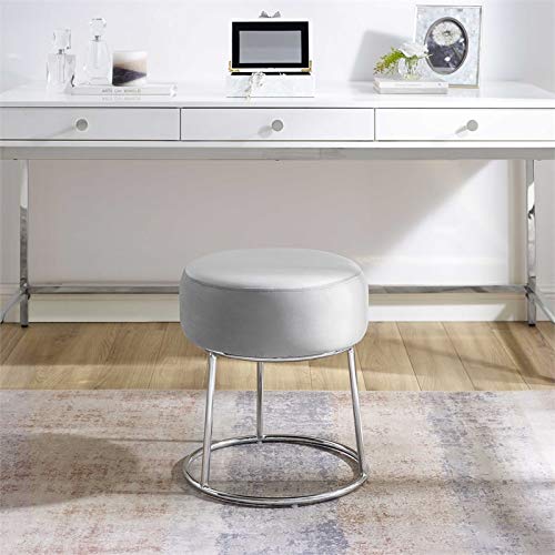 Linon Carly Metal Accent Vanity Stool in Gray