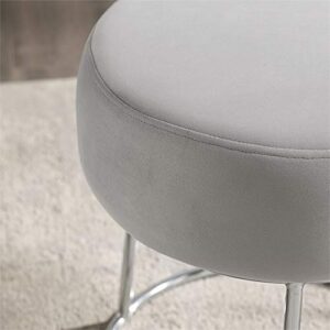 Linon Carly Metal Accent Vanity Stool in Gray